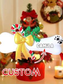 1 pezzo Decorazioni natalizie personalizzate - Decorazioni natalizie personalizzate a forma di osso per cani con nomi, decorazioni per alberi di Natale, decorazioni natalizie, regali di Natale per mamma, papà, animali domestici, amici, regali per donne, amicizia, decorazioni natalizie personalizzate per la famiglia