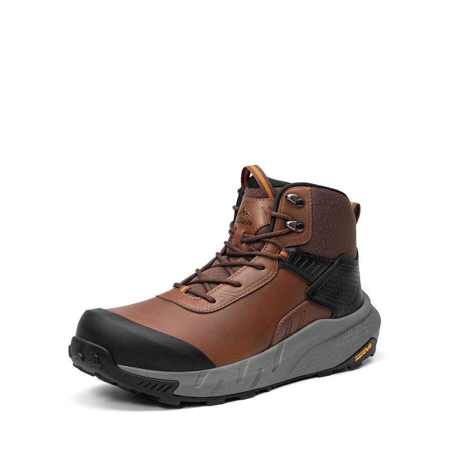 Composite Toe Boots For Men – Waterproof Lightweight Non-Slip ASTM F2412-24 & ASTM F2913-24 Work Boots For Warehouse & Construction, VaporGuard-Nano - 棕色 - 查看 1