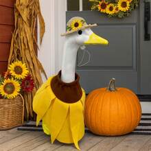 Spring Porch Goose Outfit Cute Dress With Straw Hat For Lawn Goose Statue, Patio Decoration - 彩色 - 查看 5