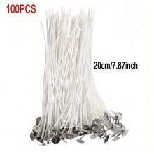 20/100 件棉质蜡烛芯，预蜡，无烟，燃烧时间长，适用于 DIY 蜡烛制作派对用品 - 白色 - 查看 4