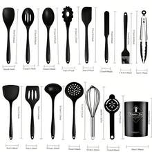 32-Piece All-In-One Silicone Kitchen Utensils Set With Non-Stick Pot, Silicone Spatula, Soup Spoon, Measuring Cup, And Cooking Tool Set - Black - View 2