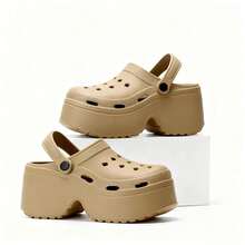 Women's Summer Clog Sandals, New Thick Platform Height-Increasing Anti-Slip Closed-Toe Beach Shoes - Khaki - View 6