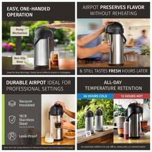 Coffee Carafe With Pump - 102oz 3L Airpot 12 Hours Large Hot Carafe, Cocoa Dispenser Parties - Tea Flask, Insulated Stainless Steel Airpots Hot Beverage Dispenser - Coffee Pump - 銀 + 102 盎司 - 查看 2