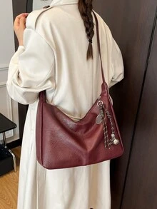 Fashionable Large Capacity Shoulder Tote Bag For Women, Design - Burgundy - View 3