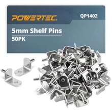 POWERTEC QP1106 - Estantes de estante de 1/4 pulgadas, 100 unidades, clavijas de soporte en forma de cuchara, estantes de gabinete de cocina, estantería, clóset y muebles, soportes de estantes chapados en ní(Forma de L con agujero 50pk 5 mm) - Tipo 3 - Ver 2