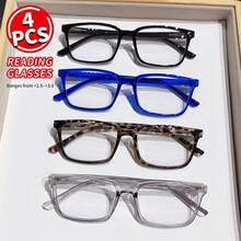 4 Pairs Of Reading Glasses, Men's And Women's Universal Fashionable Reading Glasses, With A Degree Of+1.5~+3.0, Multi-Color/Leopard Print/Classic Versatile/Square Glasses, Can Adapt To Different Levels Of Reading, Help Clear Reading, And Provide Convenience For Daily Reading, Reading Small Characters And Other Scenes. - Nhiều màu - Xem 15
