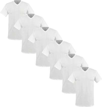 Hanes Camiseta Cuello V Hombre - 100% Algodón, Triple Tecnología COMFORTPLUS, Paquete 6 Piezas
