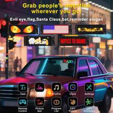 Ojos LED para parabrisas de coche - Tiras de luces Devil Eyes con patrones dinámicos, control remoto por aplicación, resistencia al agua IP68, alimentación por USB para coches, camiones, autocaravanas y motos - 7*17,3 cm (1 pieza) - Ver 4