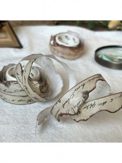 20mm*2M 复古英文短语不对称边缘剪贴簿和纸胶带，复古乐谱，植物，蝴蝶不对称烧制工艺品，日记本，日志，装饰材料，可爱贴纸，DIY胶带，学校用品