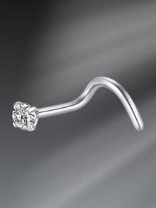 CIZME 1pc/Set 20G Titanium Steel G23 Nose Rings For Women Men,Silver Clear Diamond CZ L Shaped Nose Studs Top 1.5mm 2mm 2.5mm 3mm CZ Nose Piercing Jewelry Nose Ring Studs Jewelry - Silver - View 20