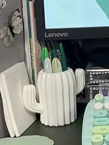 Porta-canetas minimalista nórdico em forma de cacto, caixa de armazenamento de mesa, vaso multifuncional adequado para pincéis de maquiagem, joias, pulseiras, chaves e outros itens pequenos, vaso de decoração para casa, ideal para banheiro e quarto (cor aleatória) - Multicolorido - Ver 6