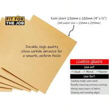 10 Large A4 Size Sheets Sandpaper Assorted Grades Sanding Wood, Furniture, Metal, Plaster Home Improvement, Decorating More - 3x Fine, 4x Medium, 3x Coarse 11x9 Inch 230x280mm - 粗+25包 - 查看 2