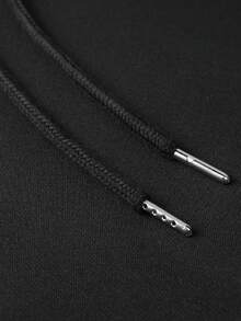 Sudadera con capucha para hombre de 1 pieza: mezcla de algodón y poliéster, estampado exquisito, adecuada para exteriores, ideal para desplazamientos en otoño e invierno. - Negro 2 - Ver 5