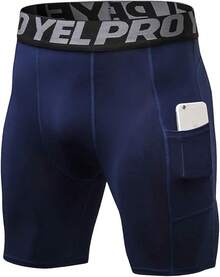 TendenciaYOUTHGO Shorts Deportivo Hombre de Compresión con Bolsillo Pantalones Cortos Interior Licras Secado Rapido para Correr Entrenamiento Fitness CiclismoCalidad premium - Azul oscuro - Ver 13