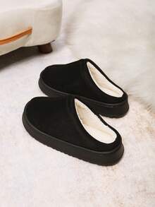 OBOVAY 全新纯色轻质记忆海绵男女通用男士拖鞋，秋冬款 - A-9黑 - 查看 4