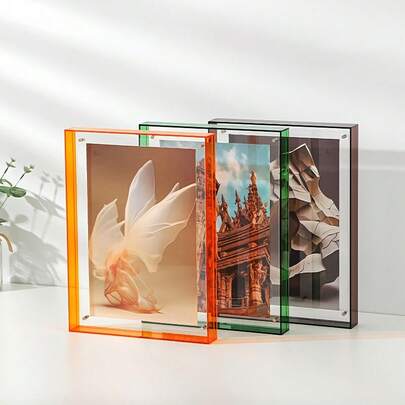 1pc Acrylic Floating Photo Frame - Can Be Displayed On Desk Or Wall, High Transparency PMMA Material, Multiple Sizes Available, Minimalist Clear Frame, Suitable For Home, Office, Photo Wall - Autumn Decor, Holiday Gift, Essential For Workspace, Great For Photography, Elegant, Christmas, Thanksgiving, New Year, Winter Home Decor