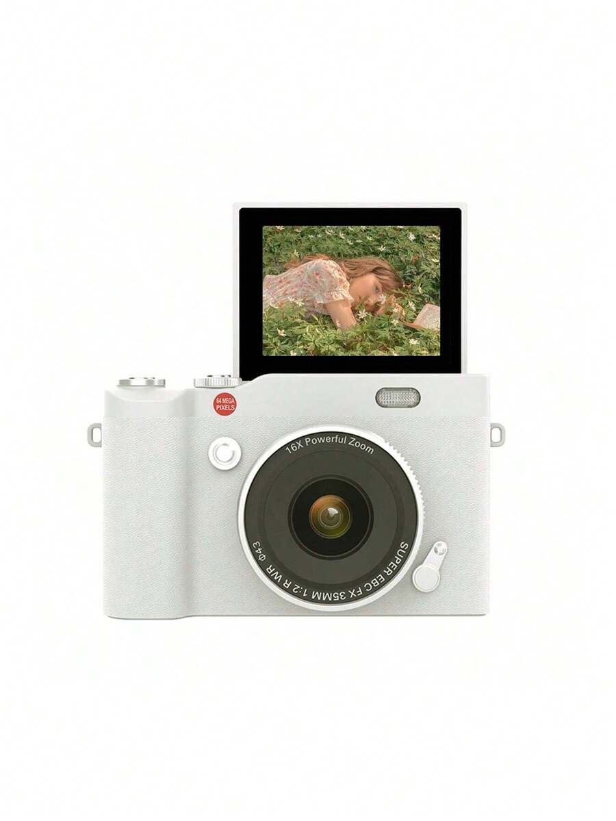 180° Flip Screen - Dual-Camera 4K Digital Camera With LED Flash, 16x Zoom, 64MP Compact Portable For Video Recording.