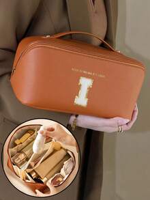 Túi du lịch đa năng, có ngăn đựng mỹ phẩm, túi trang điểm chống thấm nước bằng da PU, túi đựng mỹ phẩm hai lớp dung tích lớn, túi xách du lịch đa năng dành cho nữ, túi đựng đồ vệ sinh cá nhân, túi đựng mỹ phẩm, túi trang điểm, túi đựng đồ vệ sinh cá nhân, vật dụng cần thiết khi đi du lịch, đi du thuyền, đi nghỉ mát, unisex - Nhiều màu - Xem 14