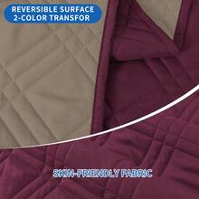 YSTYLE Single-Seater Sofa Cover With Armrests, Reversible Cat-Friendly Scratch-Resistant Couch Cover, Double-Sided Quilted Sofa Cover, Universal Sofa Cover - Burgundy + coklat muda - View 3