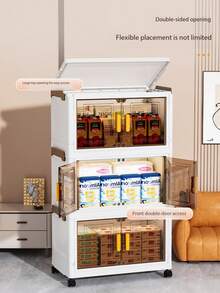 1 pieza Gabinete de almacenamiento de plástico de 38 cm/14.96 in de ancho, caja de almacenamiento plegable pequeña, gabinete para utensilios de cocina y comedor, estantería organizadora de cocina, gabinete para juguetes de la sala de estar, organizador de espacio estrecho, gabinete de almacenamiento delgado de cocina, regalo del Día de San Valentín, caja de almacenamiento, almacenamiento debajo de la cama - Té transparente - Ver 5