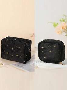 1个优雅星形天鹅绒八角化妆包，便携式手提化妆包，金色闪亮星形设计，包含化妆包套装、房间装饰、包袋、化妆包、梳妆台、化妆包、收纳包、储物包、化妆包、洗漱包、桌面收纳包、化妆包、化妆袋、化妆品收纳包、化妆袋、化妆包、梳妆台、化妆包、小化妆包、化妆包、圣诞礼物、小包、手拿包/小手提包、化妆品收纳包、小包、刷子收纳袋、迷你包、大容量包、女士礼物、圣诞礼物、女士礼物创意