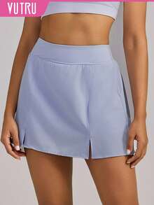 VUTRU 1Pc Pleated Mid-Rise Skirt With Built-In Side Pockets Shorts Tennis Golf Daily - Baby Blue - View 1