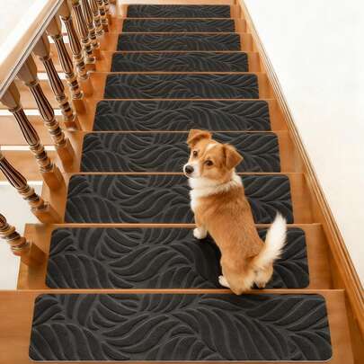1/7/15 st halkfria trappsteg, trappmattor, inomhustrappunderlägg med självhäftande baksida, heminredningstrappmattor, lämpliga för alla årstider, vintervarma halkfria trappsteg, bekväma bullerdämpande trappmattor