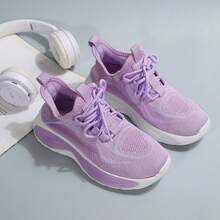 Kids Lace-Up Sneakers – Lightweight Breathable Running & Walking Shoes For Boys & Girls, Gym & Outdoor Sports, Little Kid/Big Kid - 紫色 - 查看 3