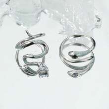 Anillo de Plata Qwonekou Anillo para Mujer Anillo Ajustable Diseño de Serpiente, Anillo Esmaltado Anillos de Mujer Anillo de Boda Regalo Ideal para Mujeres Tamaño Universal 40048 - 1 - Ver 6