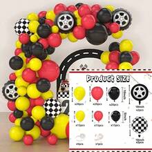 118 件赛车主题黑黄红乳胶气球花环拱门套装适用于生日婚礼新娘派对户外背景家居酒吧装饰用品，圣诞节 - 彩色 - 查看 10