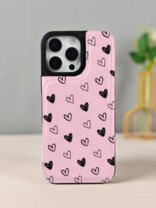 GALLAPLE Wallet - Style Mobile Phone Case Black White Heart Pattern Phone Case Cover Cute Love Design Protective Shockproof Slim Fit Fashion Accessory, Phone Case Comes With A Magnetic Slot Holder, Making It More Convenient To Store ID Cards For IPhone 17Promax 17Air 17Pro 17 16Promax 16 15 14 13 12 Plus Pro S25Ultra 25 24 23 22 Plus Case - 黑色 - 查看 11