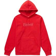 Supreme X K Chalk Logo Hooded Sweatshirt SS21 (SS21SW39) Men Cotton Winter Autumn Sport Outwear Pullover Long Sleeve Tops Warm Soft Sweatshirts - 紅色 - 查看 2