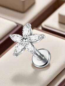 1 chiếc khuyên tai sụn hoa bằng thép không gỉ, khuyên mũi, khuyên môi, trang sức xỏ khuyên cơ thể - Bạc - Xem 1