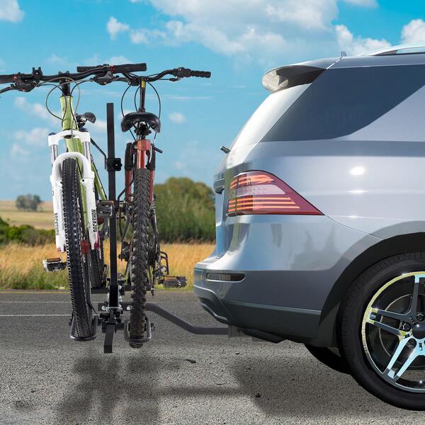 Hitch Mount Bike Rack, 2-Bike Platform Style, 80 LBS Max Capacity Bike Rack Hitch For 1.25-/2-Inch Receiver, Titling And Folding Bike Carrier With Tires Up To 2.4" Wide, For Car, SUV, Truck, RV