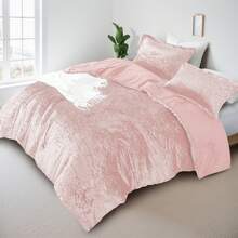 Fluffy Cozy 2/3 Pieces Juliette Bedding Comforter Set,Breathable Plush Silky Vibe All-Season Home Textile For Twin/Twin XL-Full/Queen-King/Cal King Size, UGG & Labubu Touch,Luxury Lightweight Design For Christmas Halloween Thanks Giving Gifts - 蓮花粉紅 - 查看 3