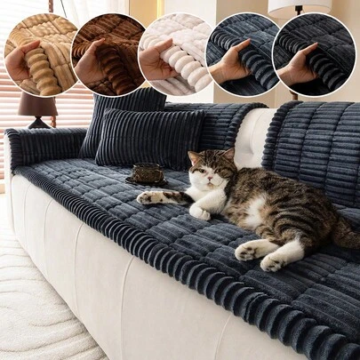 SANMOSPIN 1 件波西米亚风格沙发套，绗缝厚毛绒面料，可机洗/手洗，防滑宠物友好型沙发保护套，柔软舒适的涤纶，适用于客厅、卧室、办公室房间装饰家居装饰沙发套沙发套客厅装饰