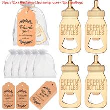50 件弹跳开瓶器婴儿派对礼物，适合宾客，婴儿派对回礼，婴儿奶瓶形状开瓶器，婴儿派对纪念品，附送欧根纱袋，感谢卡，小号，金色 - 金色 - 查看 8