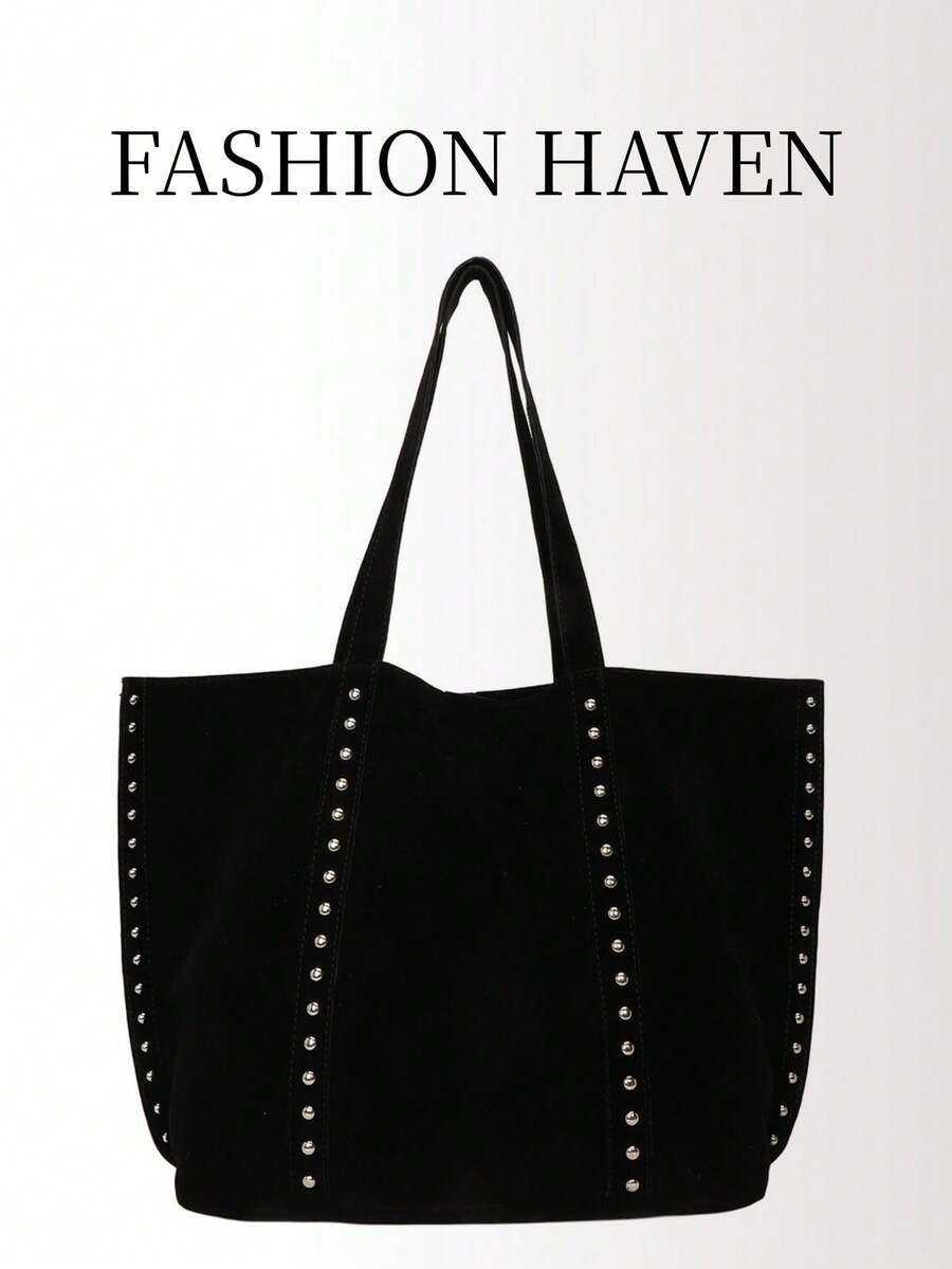 1 Stück vintage modische Umhängetasche mit einem Schulterriemen für Frauen, großes Fassungsvermögen mit Nieten-Dekor, geeignet für Party, Bankett, täglichen Gebrauch, kann Handy, Spiegel, Schlüssel, Lippenstift, Geldbörse aufnehmen, ideal als Weihnachts-, Muttertags- oder Geburtstagsgeschenk