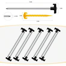 20+2PCS Tent Stakes Heavy Duty Camping Stakes, 9.8Inch Non - Rust Metal Tent Pegs Ground Stakes Tent Spikes Camping, Garden, Hiking Black - Black 20+2pcs + 10IN - View 3