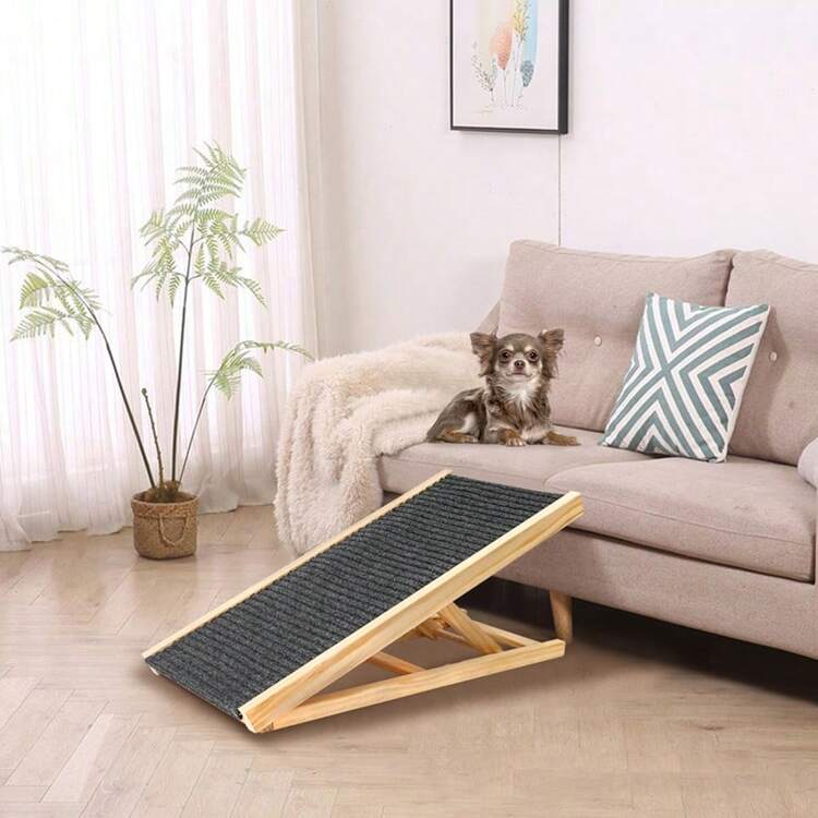 Adjustable Heights Dog Pet Ramp Foldable Stairs Non-Slip Ramp For Bed Sofa Car - Wood Color - View 7