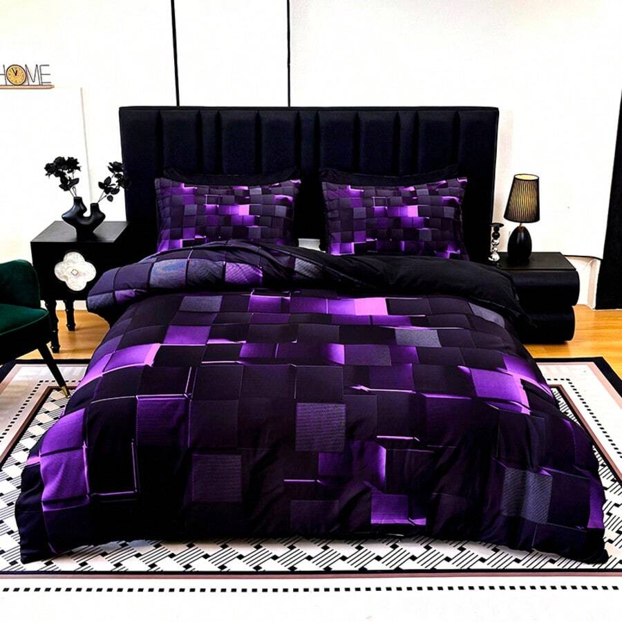 3pcs Cool Technology Digital Printing Material Quilt Cover Set Four Seasons Product, Red And Blue, Four Sizes(Twin, Full, Queen, King) (1 Quilt Cover + 1/2 Pillowcase, Without Filling) - EJBTTAA180 - View 1