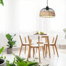 Large Metal Rope Light Shade, Retro Black Lamp Shade With Jute Rope Lamp Shades Ceiling, Rattan Lampshade, Pendant Lampshades For Ceiling Lights, Living Rooms, Kitchen, Bedroom, Hallways - Black - View 7