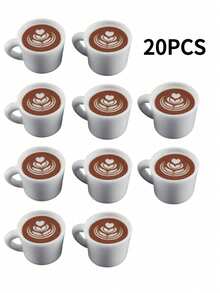 50/40/30/20/10/5/4/3/2件迷你拿铁艺术咖啡杯吊饰3D树脂饮料杯小雕像适用于DIY面包房、咖啡店装饰、家居桌面装饰