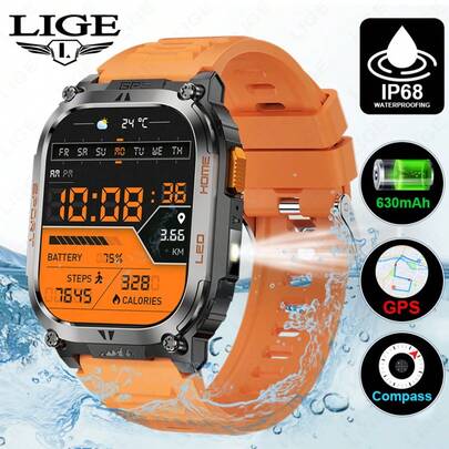LIGE New Fashionable Smart Watch, 2.01" Large Display, 630mAh Battery, IP68, Supports AI Voice Commands, Wireless Calls & Text Reminders, 100+ Sports Modes, Ideal For Fitness & Health Monitoring, Sports Tracker|Fashionable Smartwatch|IP68, Smart Watch