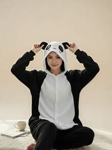 Mameluco de Panda para Adulto - Blanco y Negro - Ver 3