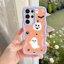 Halloween Cute Cartoon Pumpkin Ghost Phone Case Lightweight Shockproof Anti Yellowing Cover for  17 17 Pro 17 Air 17 Pro Max 16 Pro Max 16e 15 Plus 14 13 12 11 XS XR X - Mauve - Übersicht 4