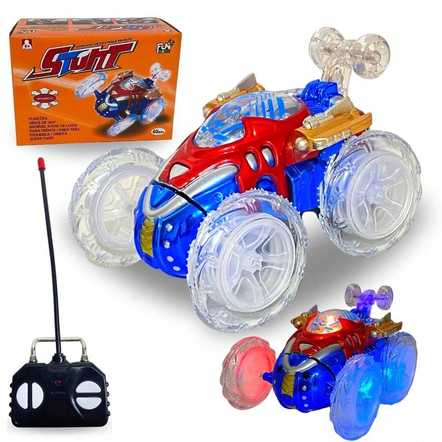 Carrinho Controle Remoto Maluco Carro Gira 360º C/ Luz - Multicolorido - Visão 1