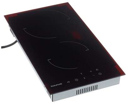  Taurus V302T - Placa vitrocerámica, 3000W, 2 zonas de calentamiento, 9 niveles de potencia, control táctil, temporizador hasta 99 min, función Stop&Go, bloqueo infantil, negro