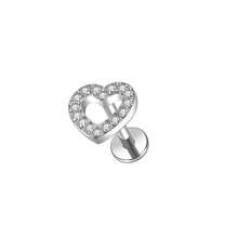 1pc Stainless Steel Heart Shaped Earring, Nose Stud, Lip Stud, Body Piercing Jewelry - Silver - View 3