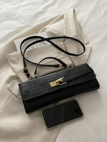 2025新款女士休闲小手提包，时尚复古托特包，多功能单肩斜挎包 - 黑色 - 查看 7